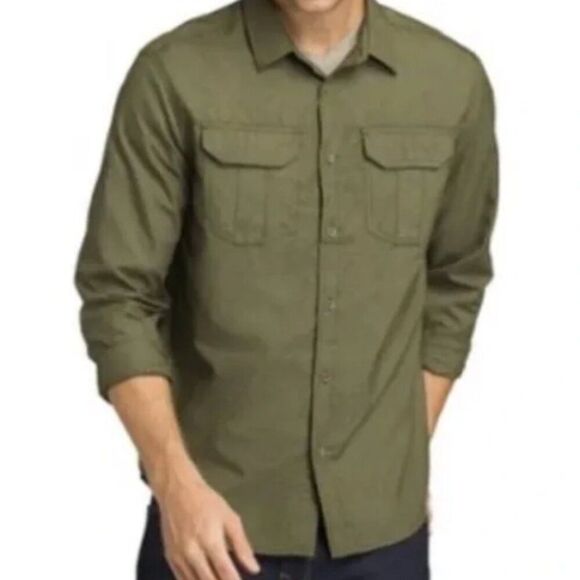 PRANA Citadel Long Sleeve Button Down Shirt Green Size Large - Picture 1 of 8